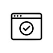 © TP71 - Minimalist vector icon of a verified job portal window, featuring a browser frame and check mark to indicate trusted platform.