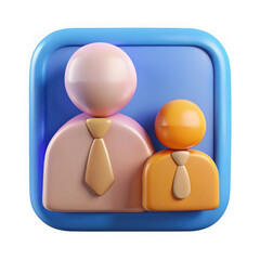 Poster - Stylized 3d icon representing two people with ties isolated on transparent background