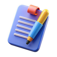 Aufkleber - 3d illustration of a clipboard with a pen and paper isolated on transparent background