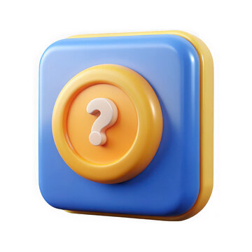 3d rendered blue and yellow question mark icon isolated on transparent background