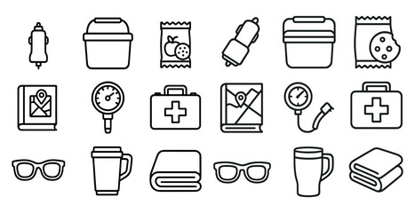 Fototapete - Collection of various items, including a book, a cup, a car charger, and a first aid kit