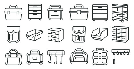 Fototapete - Collection of various types of bags and cases, including briefcases, backpacks, and suitcases
