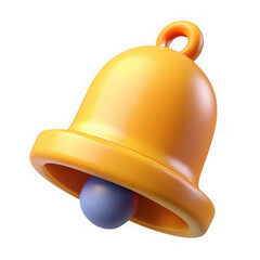 Poster - 3d rendered yellow bell with blue clapper isolated on transparent background