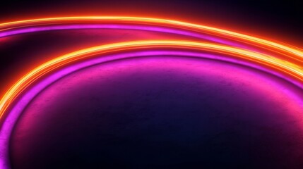 Poster - Vibrant Neon Arcs Intertwined in a Dynamic Background, Perfect for Modern Design and Visuals