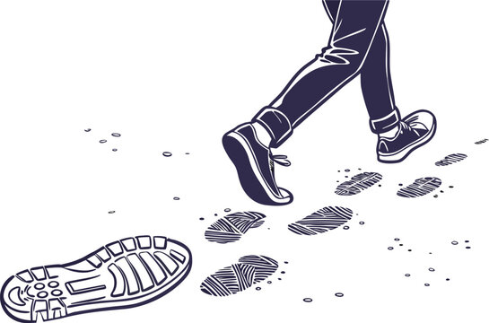 Human shoe prints. Illustration on transparent background.footprint, person, illustration, human, outline, print, step, transparent, walking, cut-out, foot, shoe, isolated, black, footpath, vector,