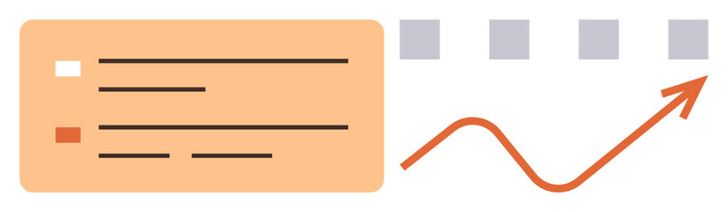 Poster - Progress line graph rising upward with arrow, list box with text and checkboxes. Ideal for data tracking, performance growth, analytics, strategy planning, efficiency improvement, productivity