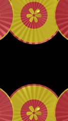 Poster - Animation of chinese red and gold floral pattern on black background