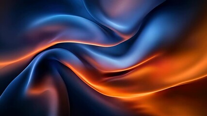 Poster - Silk fabric with smooth blue folds creating vibrant texture and dynamic flowing fabric folds