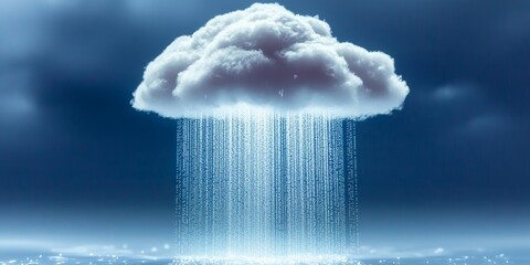 Poster - Technology Data Transfer Concept with Cloud Providing Data Stream Rainfall on Digital Background.