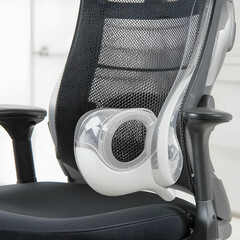 Poster - An ergonomic office chair with adjustable lumbar support and a breathable mesh backrest, designed.