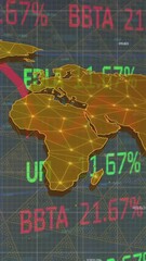 Poster - Stock market data animation over world map with percentage changes