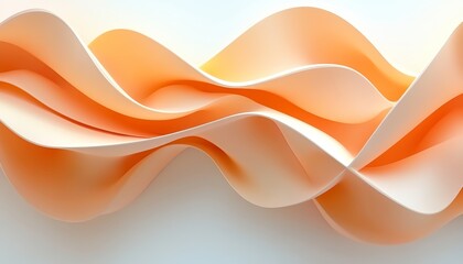 Poster - Abstract Wavy Background Featuring Layered Paper Effects in Soft Peach Tones for Design and Texture
