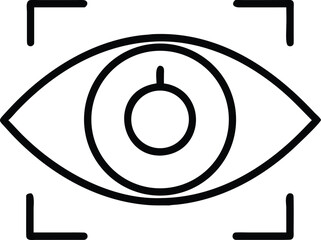 Poster - Abstract black outline icon of an eye with concentric circles and target focus