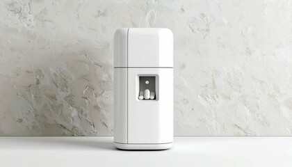 Aufkleber - Minimalist White Capsule Dispenser Machine Mockup Against Textured Background