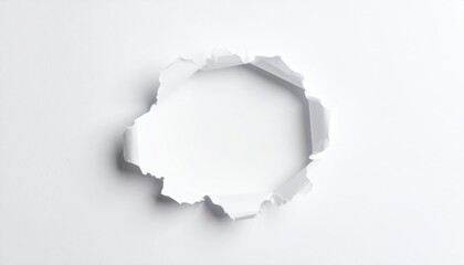 Aufkleber - Torn White Paper Revealing Hole On Bright Clean Backdrop With Detailed Texture and Rough Edges