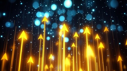 Poster - Visionary Rising Arrows on a Digital Backdrop Representing Financial Growth and Innovation Success