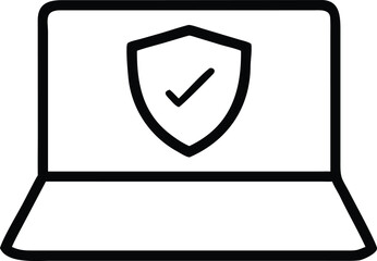 Fototapete - Laptop with a shield and checkmark icon symbolizing digital security and data protection