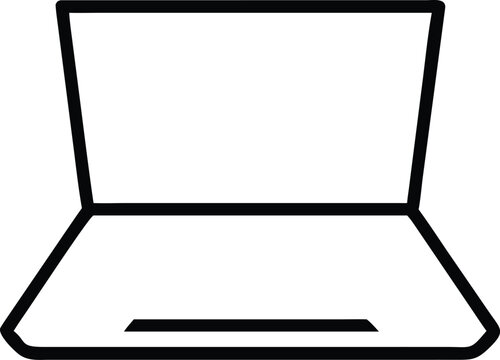 Simple black outline icon of an open laptop computer on a white background
