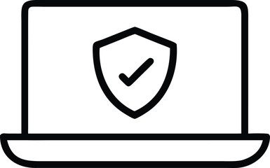 Fototapete - Laptop computer screen displaying a shield with a checkmark symbol for security
