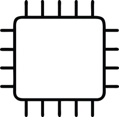 Poster - Simple black outline of a computer microchip with copy space