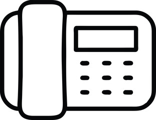 Poster - Simple black line art icon of a modern office telephone with a handset and keypad