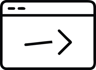 Poster - Simple black outline icon of a browser window with a right arrow inside