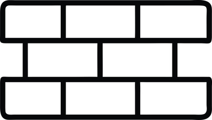 Poster - Simple black and white outline icon of a brick wall with rounded corners