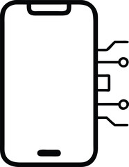 Poster - Smartphone with connected circuit board elements and data flow lines