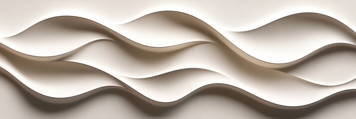 Poster - Serenity in Texture Seamless Ivory Gradient with 3D Wave Pattern and Elegant Minimalist Design