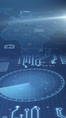 Poster - Animation of computing data processing over world map and circuit board