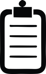Fototapete - Simple black and white icon representing a clipboard with lines for writing notes or tasks