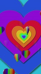 Poster - Animation of rainbow hearts over rainbow background