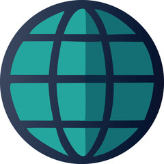 Aufkleber - Abstract geometric globe icon with intersecting lines in teal and dark blue creating a modern and clean digital representation of the world