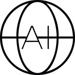 Poster - Abstract black and white icon representing artificial intelligence and global connectivity
