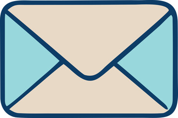 Poster - A simple stylized illustration of a closed envelope with a cream colored body and light blue triangular flaps outlined in dark blue