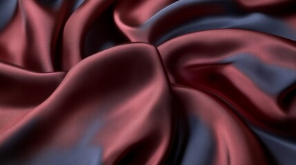 Poster - Dramatic Swirling Reddish Fabric, Luxurious Textile Close-Up, Captivating Crimson Waves for Design