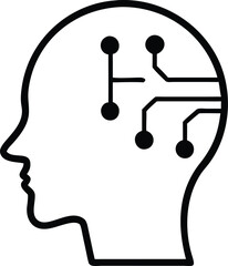 Fototapete - Abstract human head profile with integrated circuit connections symbolizing artificial intelligence