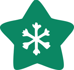 Poster - A stylized white snowflake icon is centered on a vibrant green star shape with rounded points and a subtle textured background