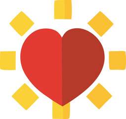 Aufkleber - A vibrant red heart symbol at the center surrounded by a circular arrangement of bright yellow square shapes on a white background