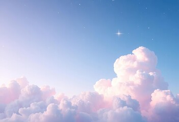 Wall Mural - Pastel cloud sky, abstract star, dreamy vector background ,  abstract, vector