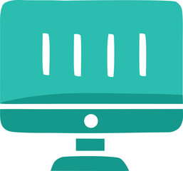 Fototapete - A minimalist teal and white computer monitor icon with a textured screen and a simple stand representing technology and digital interfaces