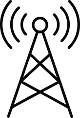 Poster - Simple black line art icon of a communication tower broadcasting signals