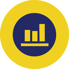 Poster - Simple graphic of a bar chart with three ascending bars inside a blue circle on a yellow background