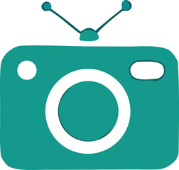 Aufkleber - Stylized teal television icon with a large white circle and antenna