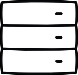 Poster - Simple black outline drawing of a three drawer filing cabinet or server rack