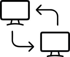 Poster - Two computer monitors connected by arrows indicating data transfer or communication