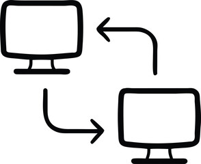 Poster - Two computer monitors connected by arrows indicating data transfer or communication