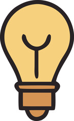 Poster - Simple cartoon illustration of a classic incandescent light bulb with a yellow glass bulb and a black filament on a white background