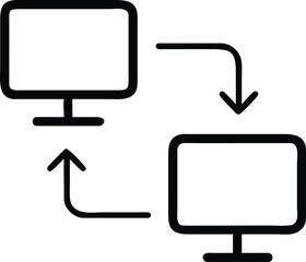 Poster - Two computers exchanging data with arrows indicating a transfer or connection