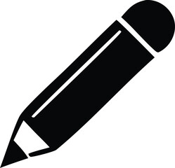 Poster - A simple black silhouette of a classic wooden pencil with a sharpened graphite tip and a pink eraser at the top
